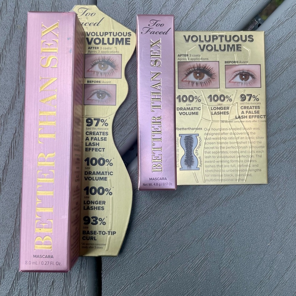 Too Faced Black Mascara - Full & Travel Size Set - BNIB